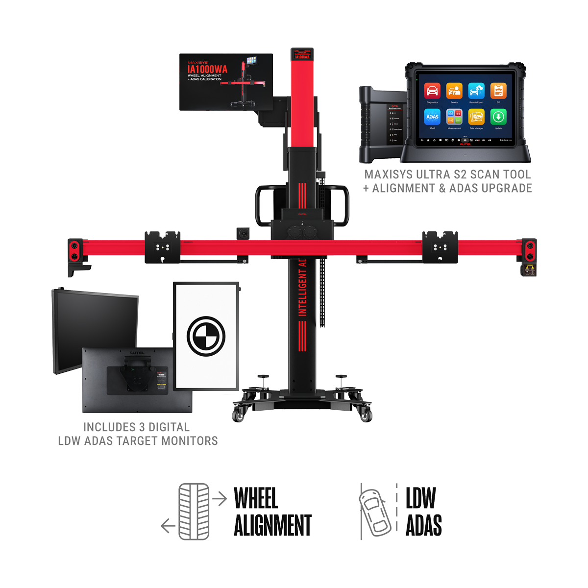 Autel MaxiSys IA1000 System with MS Ultra S2 and Digital LDW Targets